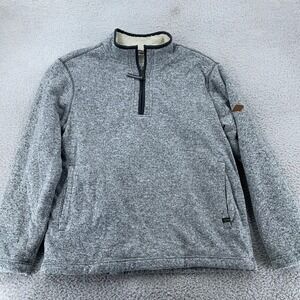 Orvis Sweater Mens XL Gray Soft Sherpa Lined Deep Pile Long‎ Sleeve Quarter Zip